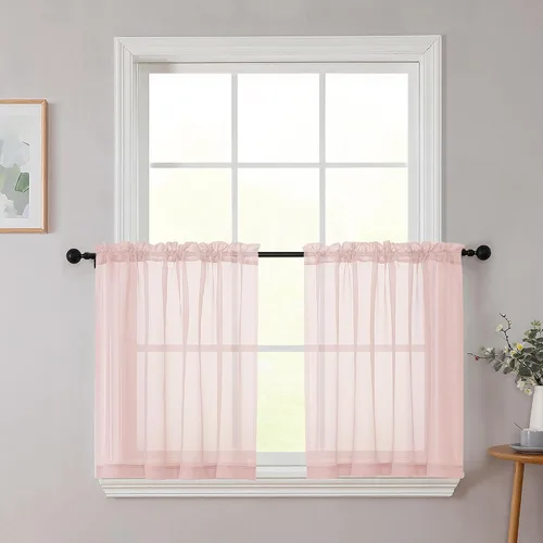 Vista 120 de 2 paneles de cortinas traslúcidas blancas para dormitorio, sala de estar, 96 pulgadas de largo, modernas, suaves, ligeras, con bolsillo para barra