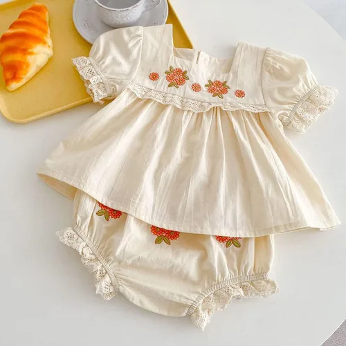 Vista 2 de IMEKIS Vestido mexicano para niña pequeña, mameluco bordado para hermanas a juego, trajes étnicos, vestido de verano