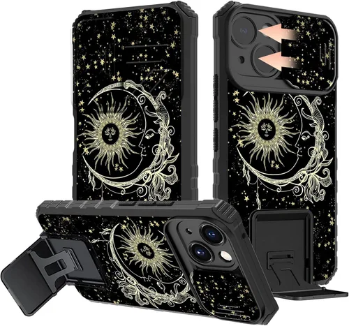 Vista 9 de Rossy Funda para iPhone 14 2022, para iPhone 14 con funda deslizante para cámara deslizante, soporte integrado, doble capa híbrida, a prueba de 1-37