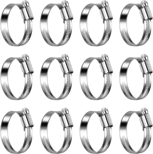 Vista 27 de Abrazaderas de manguera de engranaje helicoidal de acero inoxidable antideslizantes 3/8 a 5/8 "(0.394-0.630 in) SAE Size 4, 5/16"Hex Head, Soft