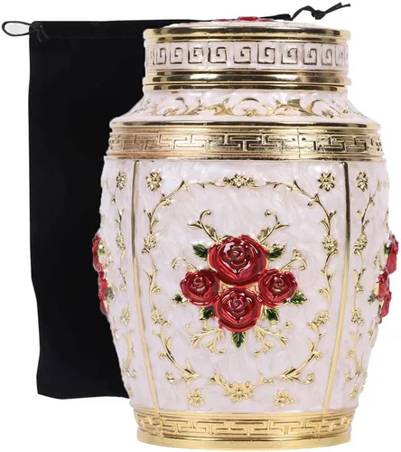 Vista 9 de Urna para cenizas humanas mujer adulta - Urna de cremación con flor de rosa para mamá - Urna funeraria para mujeres hecha de aleación de zinc