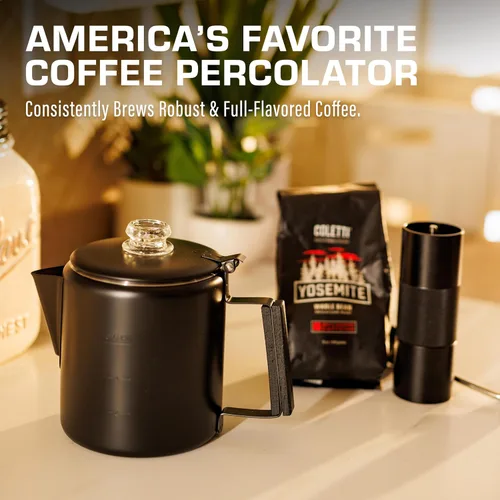 Vista 3 de COLETTI Bozeman Negra Cafetera Percoladora — Cafetera de Camping — La Cafetera Percoladora Más Elegante de América – SIN Aluminio ni Plástico