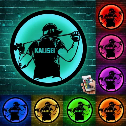 Vista 20 de Arte de Pared de Metal Personalizado de Béisbol con Bandera de EE.UU. con Luz LED, Letrero Personalizado con Nombre de Jugador de Sóftbol Americano