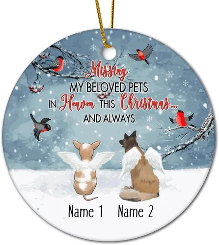 Vista 17 de Personalized Pet Memorial Ornament, Miss My Beloved Pets in Heaven Ornament, Dog Christmas Ornament, Pet Loss Gift, Dog Angel Wings Ornament, Custom