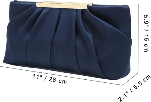 Vista 6 de CHARMING TAILOR Bolso de noche elegante plisado de satén formal simple y elegante para mujer