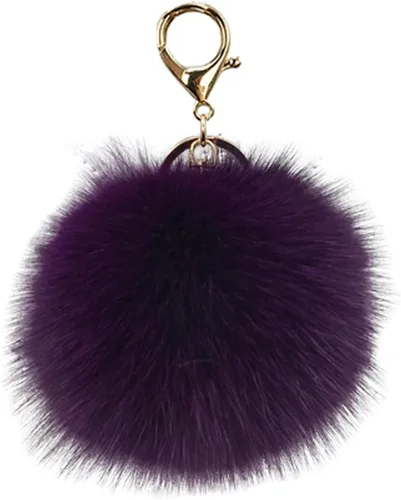Vista 5 de URSFUR Llavero de bola de zorro con pompón para bolsa de coche, colgante novedoso Negro