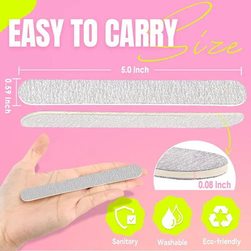 Vista 2 de Limas de uñas desechables de cebra de grano 80/80 de 5 pulgadas, tableros de esmeril de doble cara para uñas acrílicas, uñas de los pies