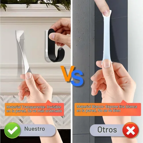 Vista 2 de 100 tiras transparentes para colgar cuadros, calcomanías invisibles de repuesto para póster, ganchos de pared resistentes, sin daños, cinta adhesiva
