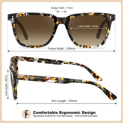 Vista 81 de Carfia Chic - Lentes de sol polarizados para mujer, protección UV400, marco de acetato pulido a mano