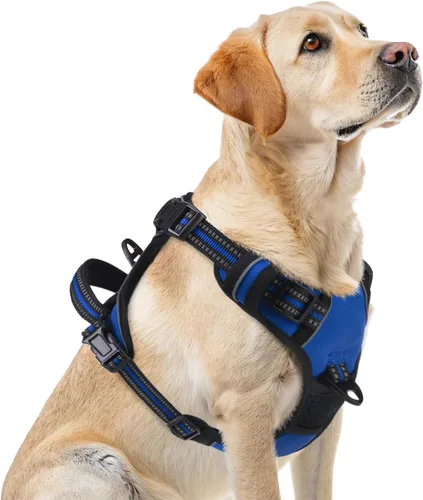 Vista 51 de PUPTECK Arnés táctico sin tirones para perro, tamaño mediano, arnés reflectante ajustable con asa para perro, de fácil control, cómodo y suave
