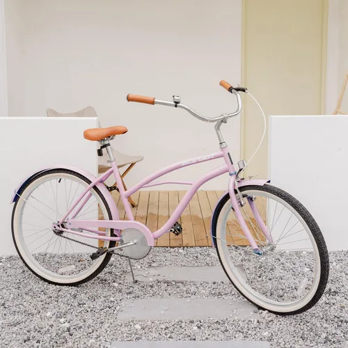 Vista 3 de ACEGER Bicicleta de confort para mujer, de 24 y 26 pulgadas, velocidad única y 7 velocidades, bicicleta de ciudad para adultos, marco de acero