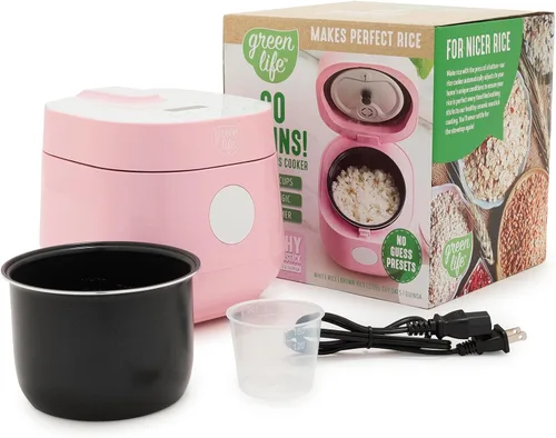 Vista 15 de GreenLife Arrocera digital, 2 tazas sin cocinar/4 tazas cocidas, olla de cerámica antiadherente extraíble sin PFAS, preajustes de un solo toque