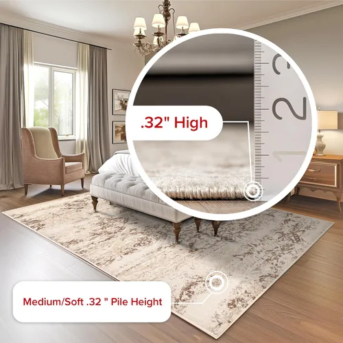 Vista 5 de nuLOOM Freja Faded - Alfombra floral redonda, 5 pies, color beige