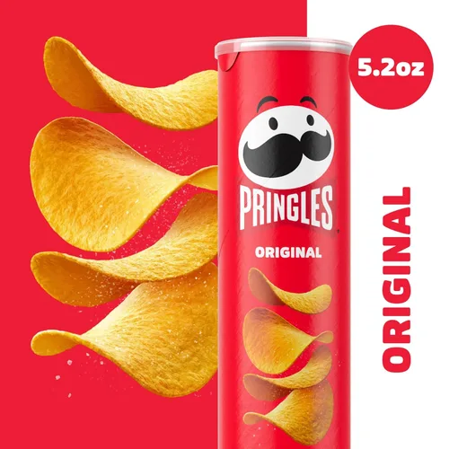Vista 15 de Pringles Papas fritas de patata, aperitivos para el almuerzo, aperitivos para llevar, original, lata de 5.2 onzas (1 lata)