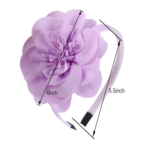 Vista 2 de XIMA 10 diademas de gasa con flores para niñas, para niños, adolescentes, accesorios para el cabello Big Fabric Floral Hair Hoops, Non Slip Hair