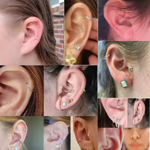 Vista 6 de Yaoyaoyors 14G16G18G20G Acero inoxidable SingleDouble Hoop Piercing Anillo de nariz con bisagras, aretes de septum, ópalo joyería de caracola