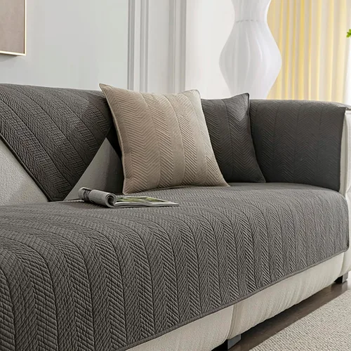 Vista 11 de Funda de sofá de color liso, funda acolchada de algodón suave para sofá modular, antideslizante, lavable, protector de muebles para sala de estar
