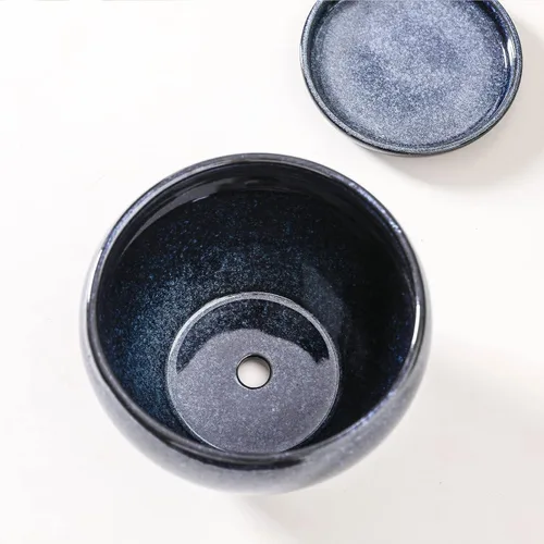 Vista 4 de vicrays Macetas de cerámica para plantas de interior - Maceta de 6.5 pulgadas con orificio de drenaje y platillo para suculentas, orquídeas, flores