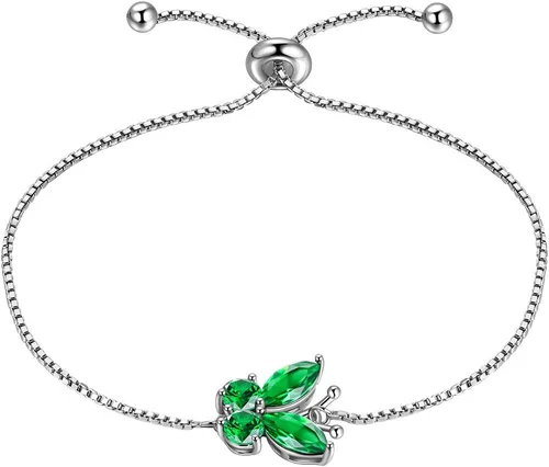 Vista 15 de Aurora Tears Pulsera de piedra natal de mariposa – Pulsera de plata de ley 925 para mujer, regalo de cumpleaños para mujer A. Enero