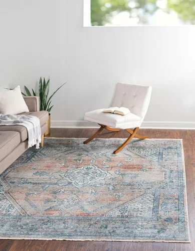 Vista 22 de Unique Loom Newport Collection - Alfombra de área ocre (2' x 3' 11", azul/marrón claro)