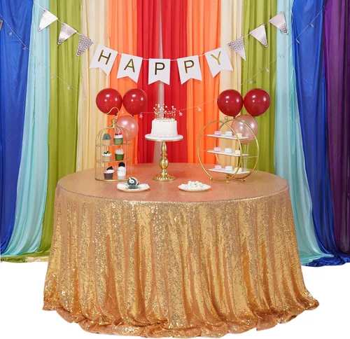 Vista 62 de Mantel de lentejuelas color azul bebé de 50" Cubierta de mesa con purpurina redonda color azul claro de lentejuelas metálicas Sobremanteles de mesa