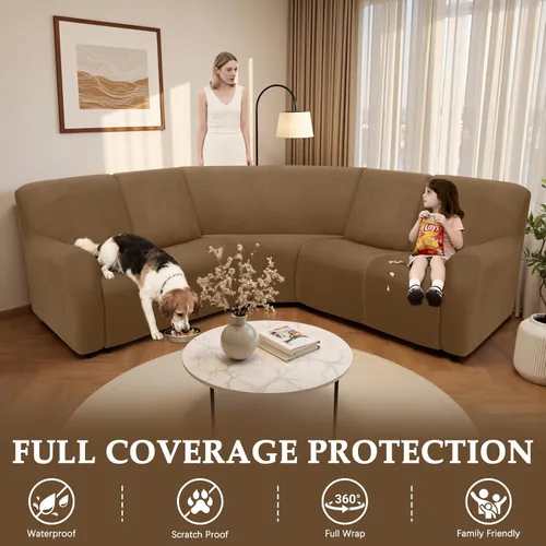 Vista 2 de Fundas impermeables de sofá reclinable modular para sofás reclinables, lavable en forma de L, para perros, fundas elásticas para sofá reclinable