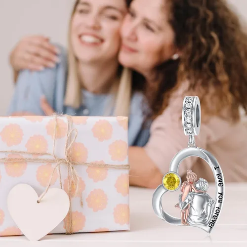 Vista 157 de PROESS Dije para padre, madre e hija, pulsera de plata de ley para pulseras, regalos de cumpleaños, día de San Valentín, para hija, madre, amante