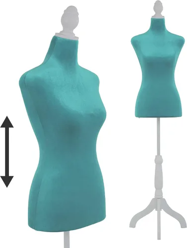 Vista 9 de Maniquí, maniquí de cuerpo femenino ajustable de 49.6-63.4 pulgadas, maniquí de vestido de madera maciza con soporte, maniquí de costura femenino
