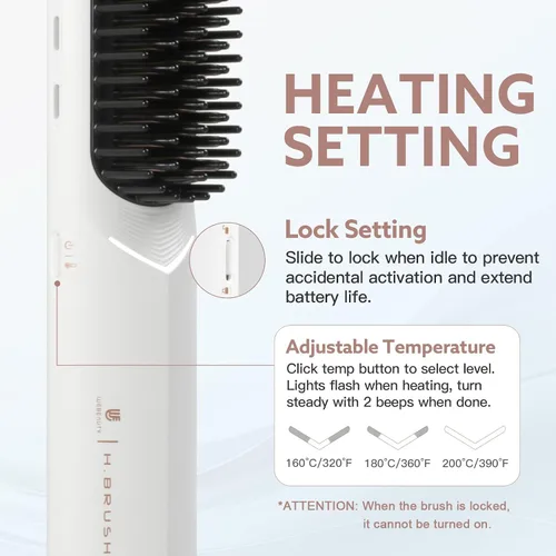 Vista 5 de webeauty - Cepillo alisador de pelo inalámbrico, [iones negativos de 656.2 ft], cepillo alisador portátil para mujeres, alisador de calentamiento