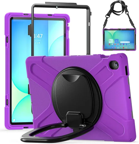 Vista 89 de 360 Rotation Case for Galaxy Tab ActivePro/Tab Active4 Pro/Active 5 Pro 10.1" Sturdy Cover Rotate Ring Stand Shoulder Carrying Strap Hand Strap