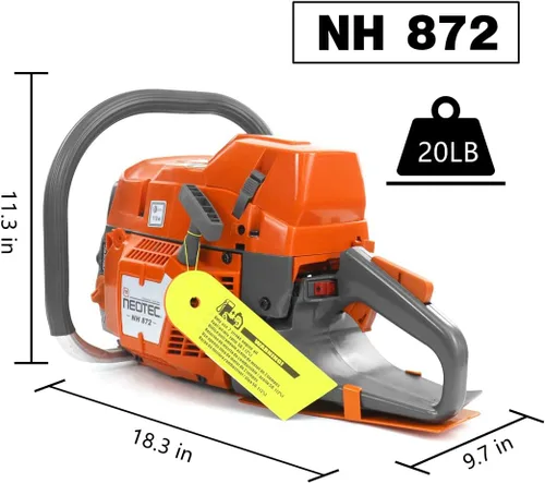 Vista 5 de NEO-TEC NH872 Motosierra a gas 71 cc 5.3 HP Motosierra de gasolina Motosierra de Gasolina Cabezal de potencia para barra de 24/28 pulgadas