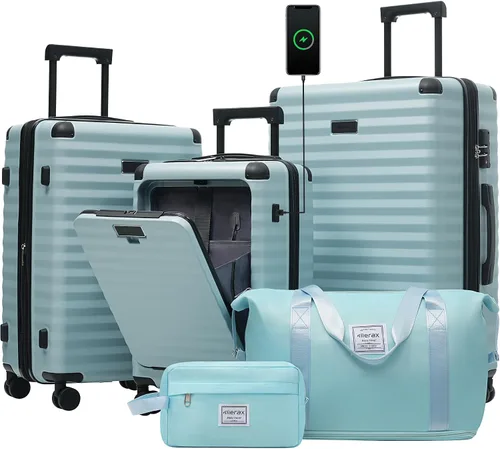 Vista 60 de Merax Equipaje Sets 2 piezas Hardshell 20&28 IN Maleta Set con bolsa de lona