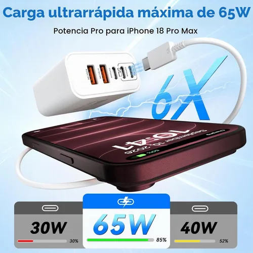 Vista 2 de Bloques de carga USB C, cargador súper rápido USB tipo C para iPhone 18 Pro 2-Blanco
