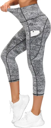 Vista 3 de The Gym People - Pantalones deportivos gruesos de tiro alto, con bolsillos y control de abdomen, leggings para entrenar, correr, hacer yoga