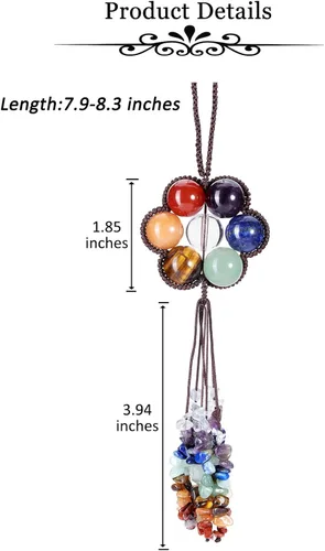 Vista 6 de MANIFO Adorno colgante de flores de cristal curativo de 7 chakras, alambre de cuarzo con piedras preciosas de pared, hogar, oficina, ventanas
