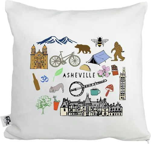Vista 11 de Moonlight Makers, AVL, Asheville North Carolina, Decorative Pillow Case, 100% Cotton Canvas Pillowcase, Farmhouse Decor, Gift for Home, Funny Design