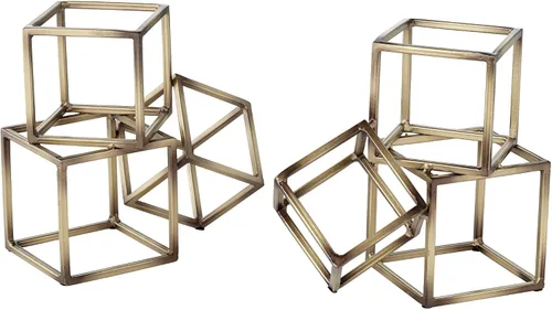 Vista 7 de Sujetalibros geométricos de 7 1/2 pulgadas de alto con acabado de latón antiguo Tricube - Studio 55D