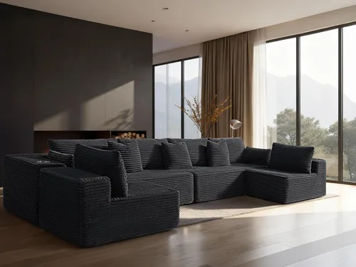 Vista 121 de Sofá modular de gran tamaño de 108 pulgadas, cómodo sofá deshuesado en forma de U para sala de estar, asientos extra profundos, sin montaje, sofá