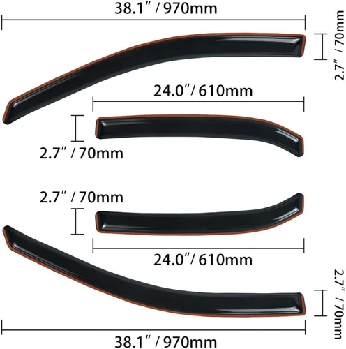 Vista 5 de Window Visor 4pcs Rain Deflector Guard Front Rear Side in Channel Mount Style Modified Acrylic Dark Smoke Tint for Chevy for Equinox 2010-2017