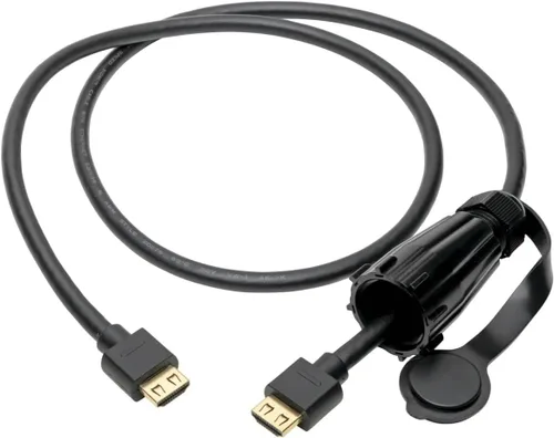 Vista 2 de Tripp Lite Cable HDMI de alta velocidad con conector IP67 protegido (M/HDMI industrial, Ethernet, 4K, 3 pies (P569-003-IND)