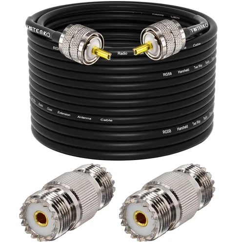 Vista 45 de Cable de puente PL259 de 1 pie - Cable coaxial RG58 de 15 pulgadas corto 50 ohmios coaxial para medidor SWR radio de radioaficionado radio CB