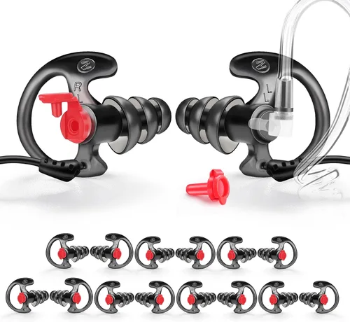 Vista 9 de Zeadio Auricular de triple brida, cómodo tapón de silicona para oído – grande, par de 4, negro