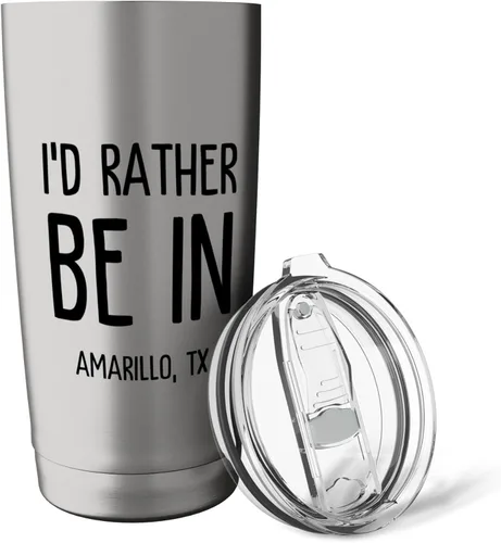 Vista 5 de I'd Rather Be In Amarillo, TX. Far Distance Going Away Stainless Steel Insulated Tumbler