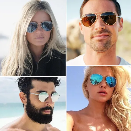 Vista 3 de VIYSIOO Gafas de sol de aviador para hombres y mujeres, gafas de sol polarizadas clásicas para hombres y mujeres, estilo retro moderno, protección