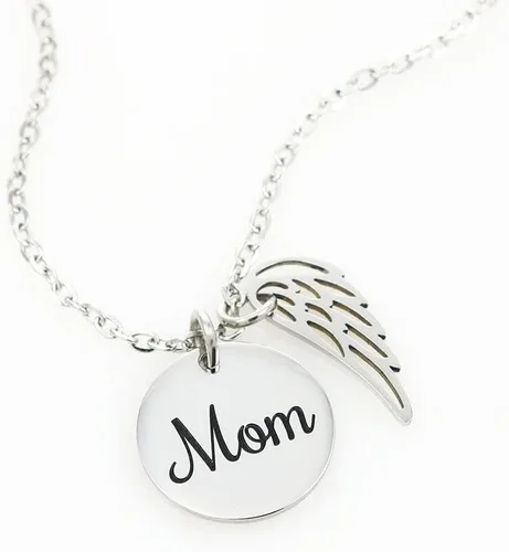 Vista 3 de Collar de recuerdo para mamá porque alguien que amamos está en el cielo regalo para recordar a mamá regalo de alas de ángel para mamá regalo