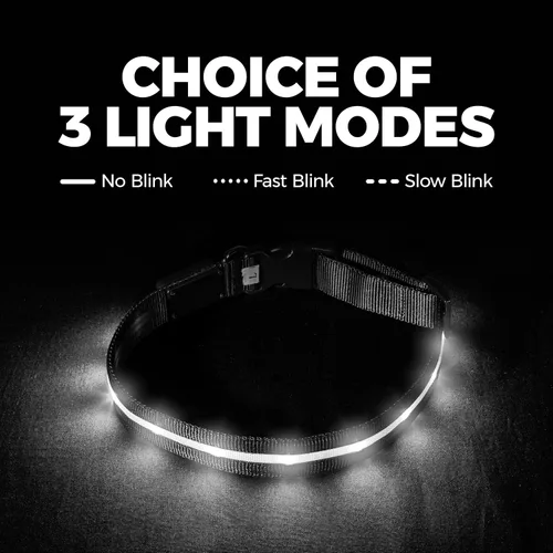 Vista 7 de Blazin - Collares luminosos para perros, collar led original para perros con 1,000 pies de visibilidad, recargable mediante USB e impermeable