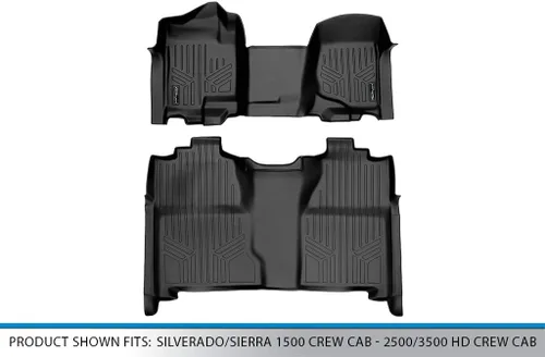 Vista 5 de MAXLINER - Juego de alfombrillas de suelo de ajuste personalizado de 2 filas compatibles con Chevrolet Silverado 1500 2007-2013