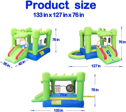 Vista 5 de Casa inflable con tobogán, castillo hinchable con soplador y casa de pelotas, juego de dos objetivos de dardos