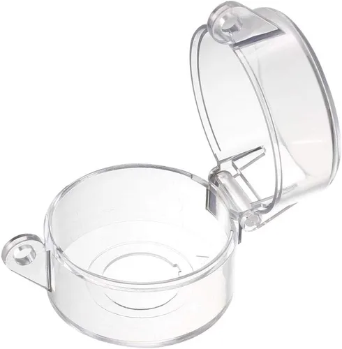 Vista 2 de uxcell 2 piezas de plástico transparente cubierta de interruptor protector para 0.866 in de diámetro interruptor de botón 55x43