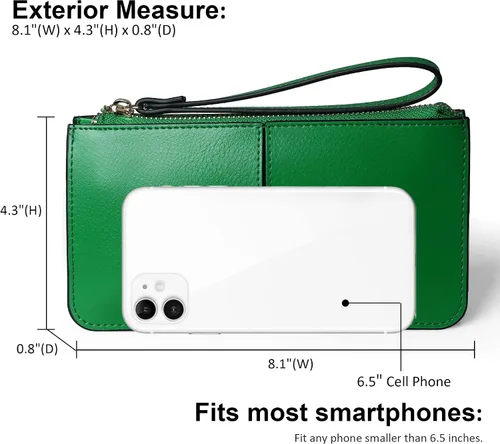 Vista 4 de Befen - Bolso clutch de mano de cuero con correa para teléfono celular organizador de tarjetas